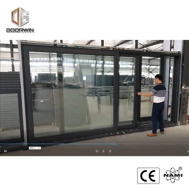 thermal break aluminum automatic black sliding doorby Doorwin - Doorwin Group Windows & Doors