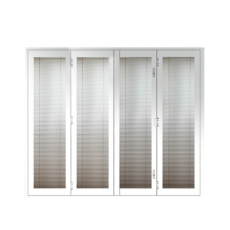 Thermal break aluminum BI-folding double glazing tempered glass doors White patio door with integral blinds shutterby Doorwin - Doorwin Group Windows & Doors