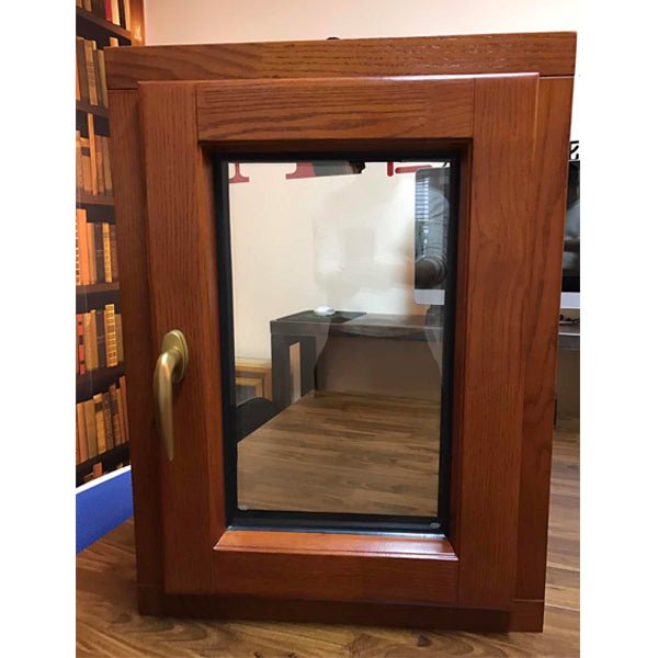 tilt turn window-33 oak wood window with exterior aluminum cladding fitted with hidden hinges - Doorwin Group Windows & Doors