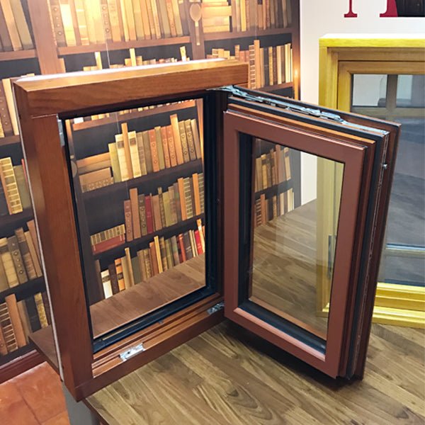 tilt turn window-33 oak wood window with exterior aluminum cladding fitted with hidden hinges — product image 2