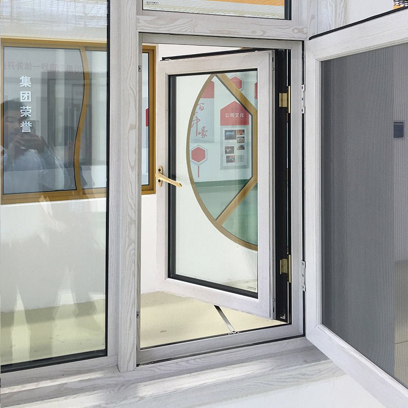 tilt turn window-44 outswing window with wood grain color finishing — product image 1