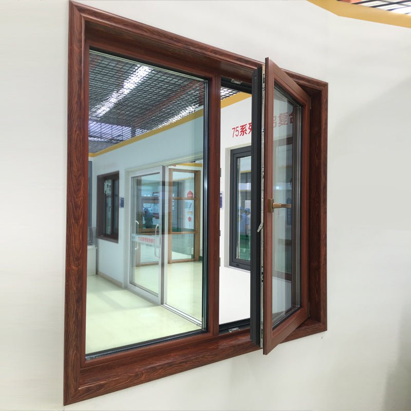 tilt turn window-thermal break aluminum window with wenge wood cladding from inside - Doorwin Group Windows & Doors