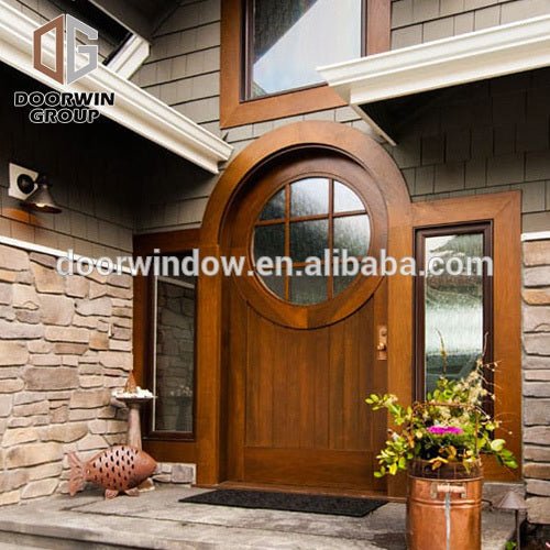 Top Round Circle Solid Wood Hinged Door Customizable Entry Wood Door by Doorwin - Doorwin Group Windows & Doors