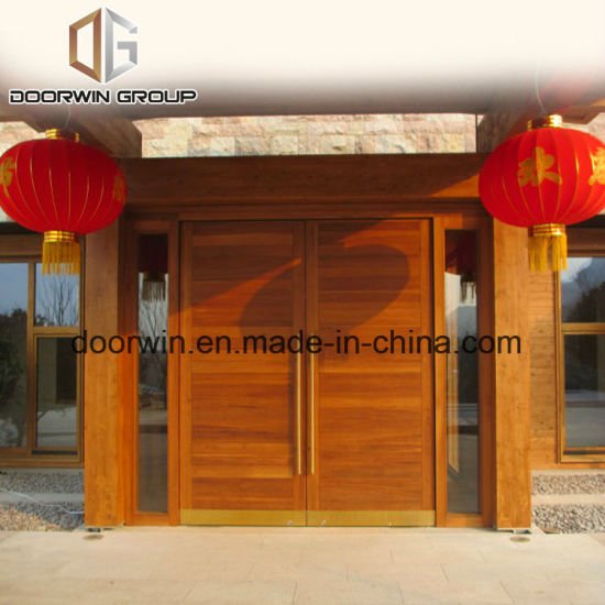 Two Sash Vertical Staved Entry Door of Teak - China Double Wood Doors Exterior, Double Swing Door for Commercial — product image 0