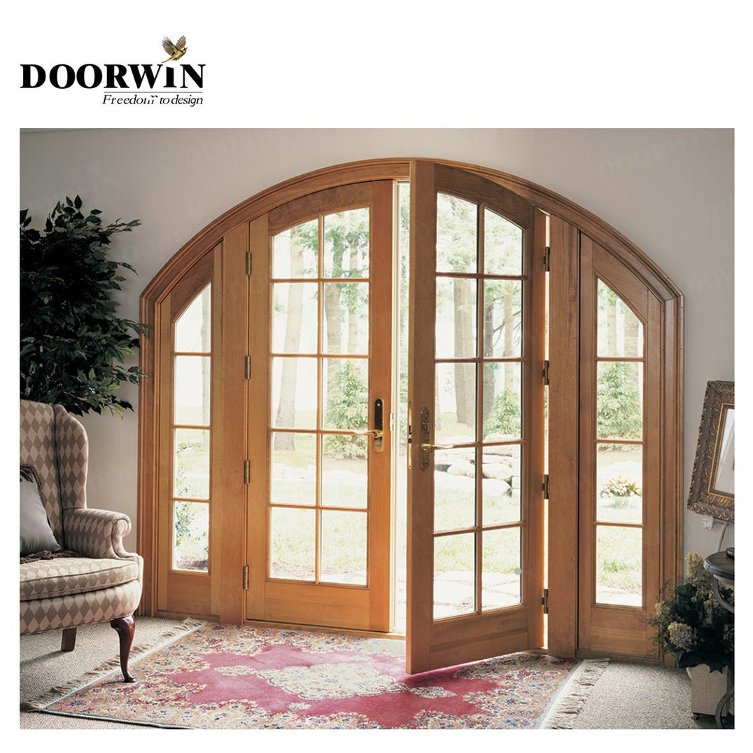 USA Arizona new trend products DOORWIN Zen door designs unequal double unbreakable glass wood door - Doorwin Group Windows & Doors