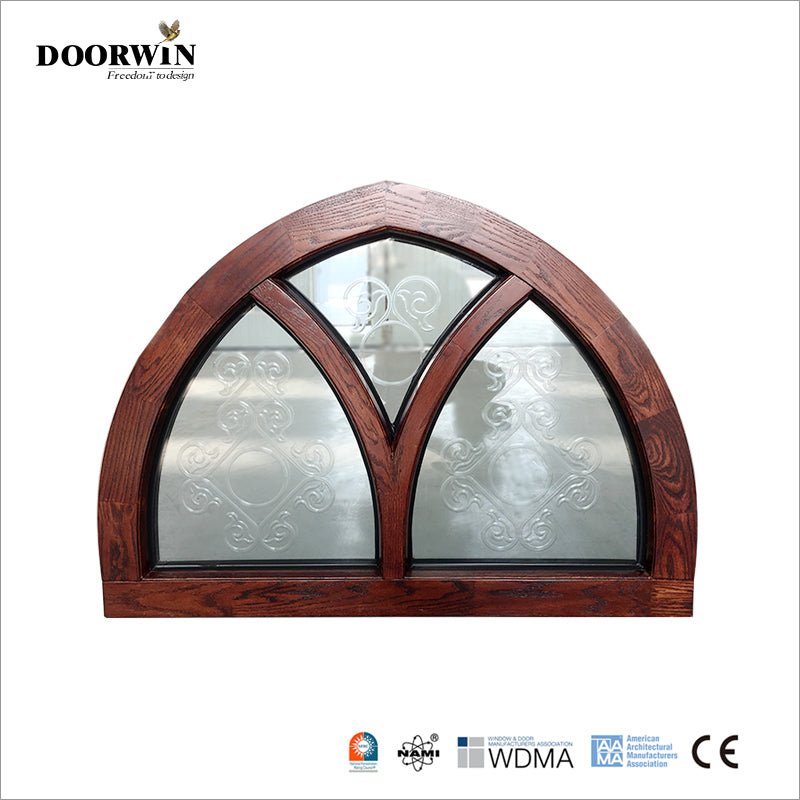 USA Baltimore hot sale Fantastic Arched Oak Wood Aluminium half round windows with carved glass - Doorwin Group Windows & Doors