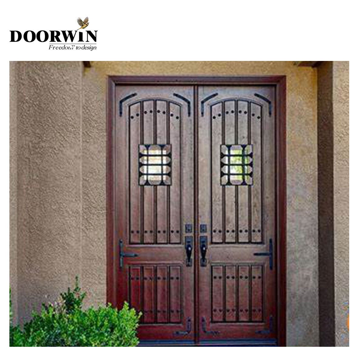 USA Delaware new design product DOORWIN Wholesale price solid wood french doors exterior front double door — product image 3