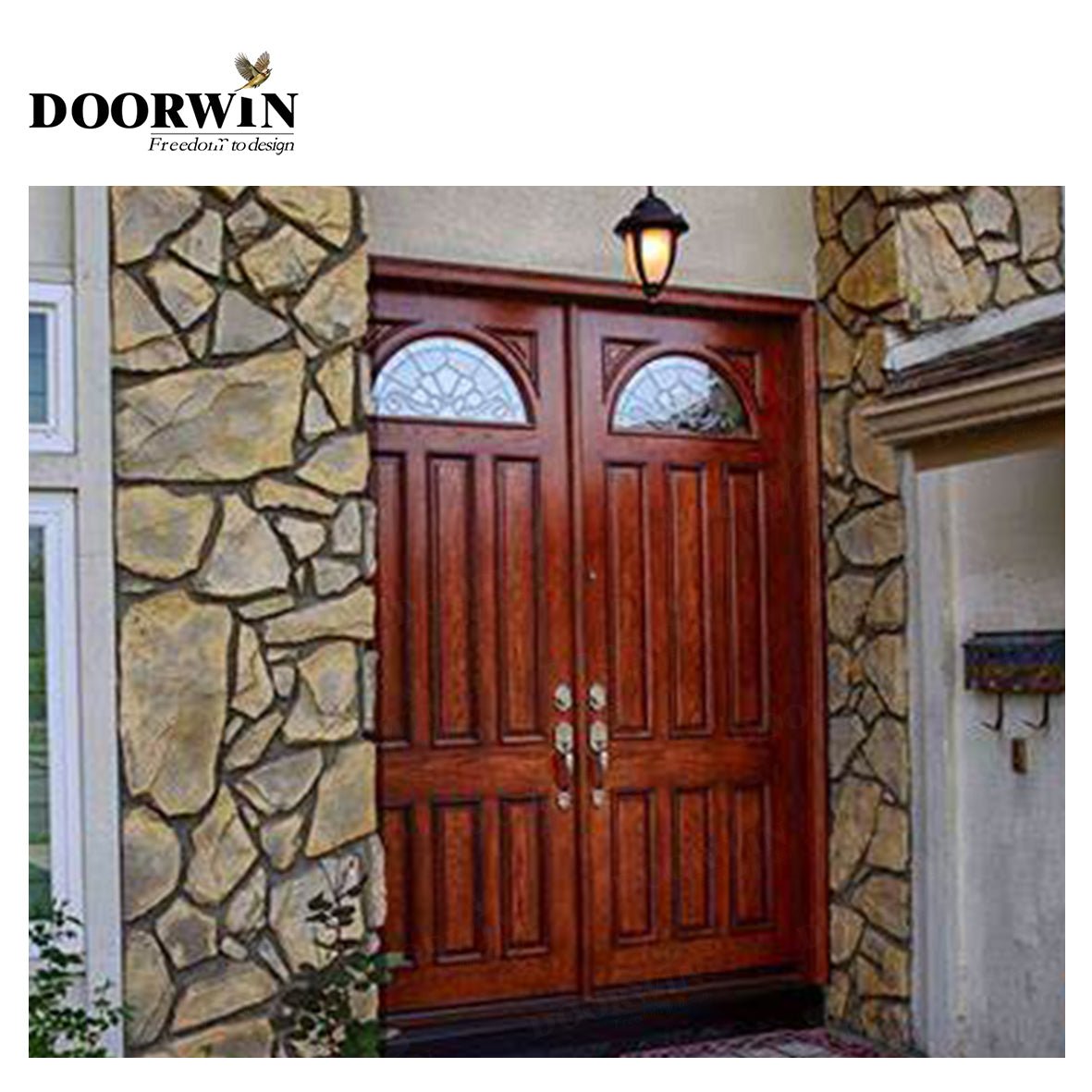 USA Delaware new design product DOORWIN Wholesale price solid wood french doors exterior front double door — product image 4