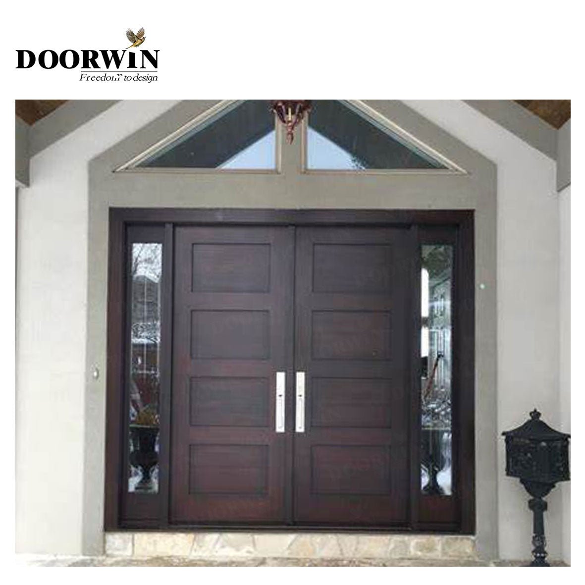 USA Delaware new design product DOORWIN Wholesale price solid wood french doors exterior front double door — product image 2