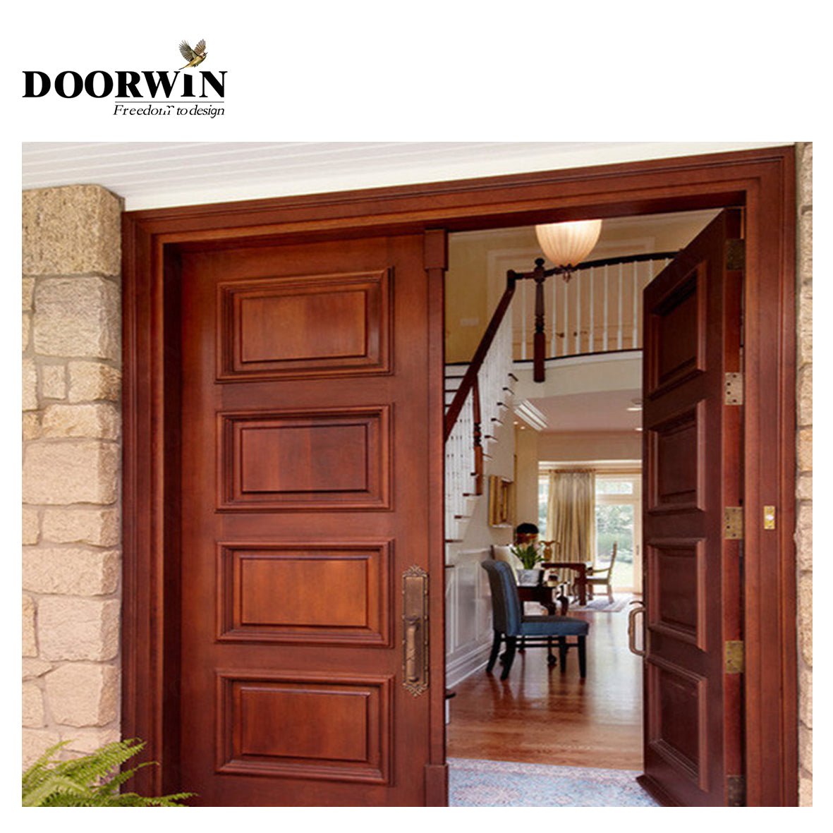USA Delaware new design product DOORWIN Wholesale price solid wood french doors exterior front double door — product image 1