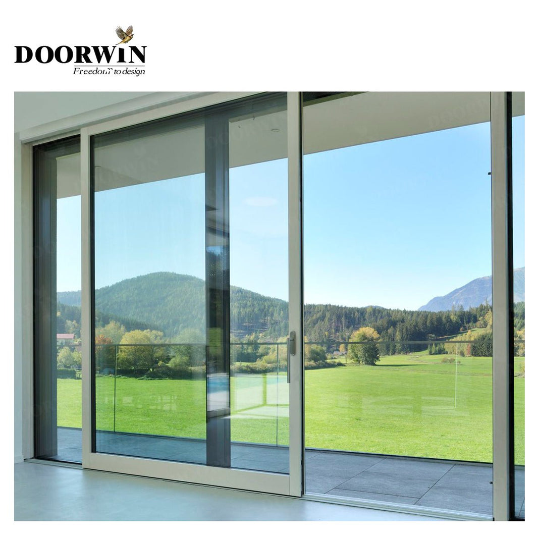 USA LA DOORWIN Wooden color aluminum sliding doors aluminium door wood grain finish by Doorwin - Doorwin Group Windows & Doors