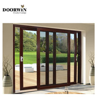 USA Louisiana modern design aluminum Wooden color aluminum sliding doors aluminium door wood grain finish by LUVINDOW — thumbnail 3