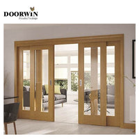 USA Louisiana modern design aluminum Wooden color aluminum sliding doors aluminium door wood grain finish by LUVINDOW — thumbnail 4