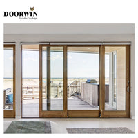 USA Louisiana modern design aluminum Wooden color aluminum sliding doors aluminium door wood grain finish by LUVINDOW — thumbnail 5
