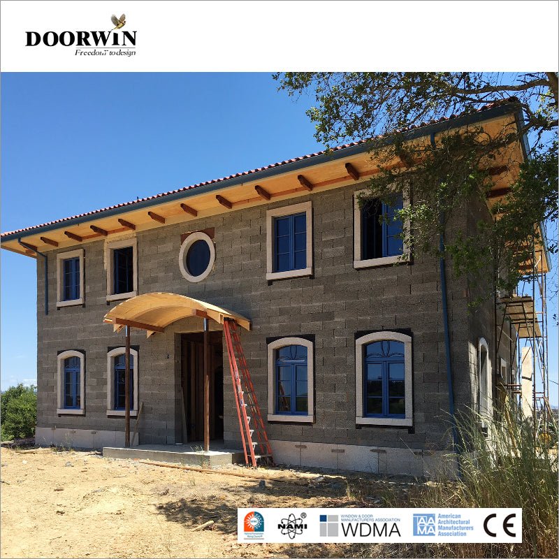 USA Milwaukee hot sale AAMA certified Grill Design Round Top French Wood clad Casement Window with double glazing glass — product image 4