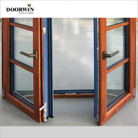 USA Milwaukee hot sale AAMA certified Grill Design Round Top French Wood clad Casement Window with double glazing glass — thumbnail 6