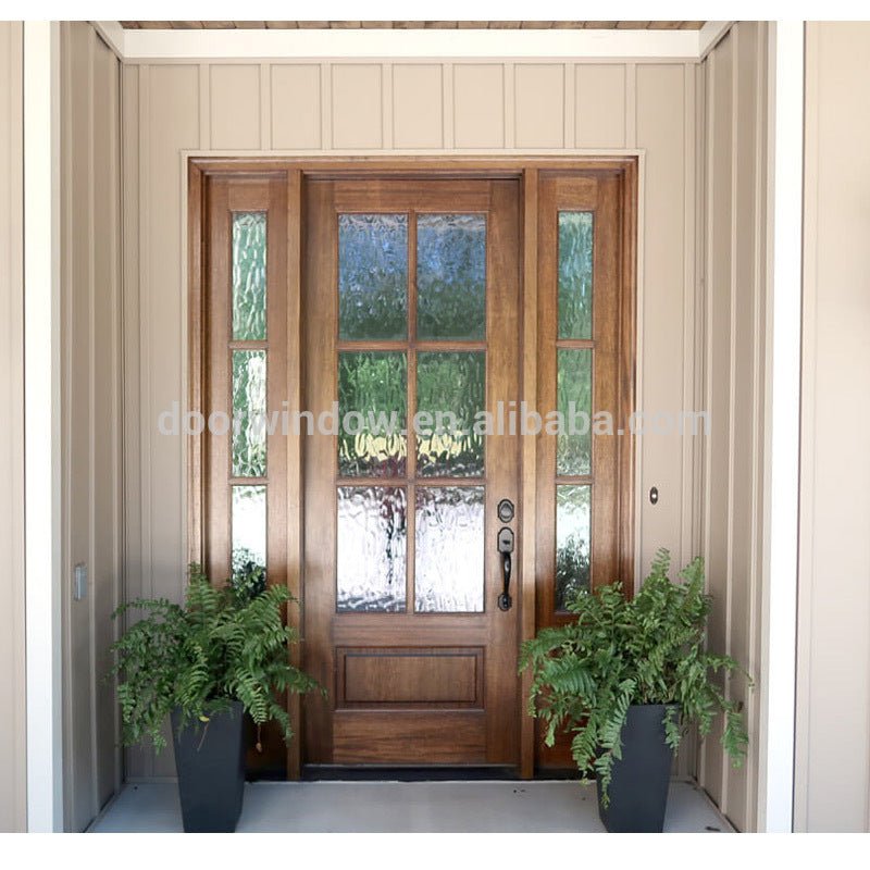 USA San Bernardino hot sale western style double sidelite front glass with wood frame door designs by CE certificate by Doorwin — product image 4