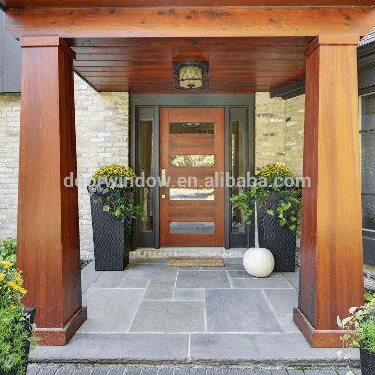 USA San Bernardino hot sale western style double sidelite front glass with wood frame door designs by CE certificate by Doorwin — product image 1