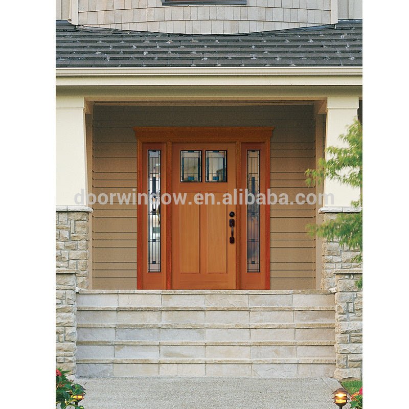 USA San Bernardino hot sale western style double sidelite front glass with wood frame door designs by CE certificate by Doorwin - Doorwin Group Windows & Doors