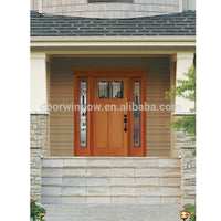 USA San Bernardino hot sale western style double sidelite front glass with wood frame door designs by CE certificate by Doorwin — thumbnail 3