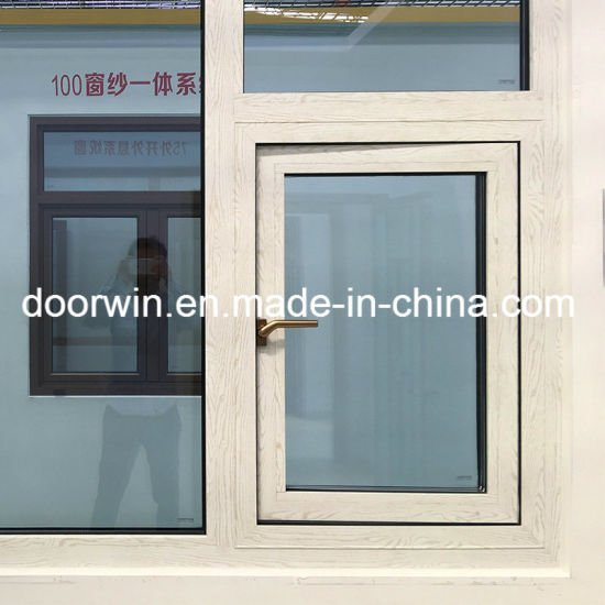 White Color Thermal Break Aluminum Glass Window with Wood Grain Color Finishing - China Outswing Window, Wood Grain Color Finishing — product image 0