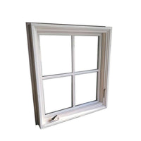 White oak wood window timber grill design soundproof awning with crank — thumbnail 1