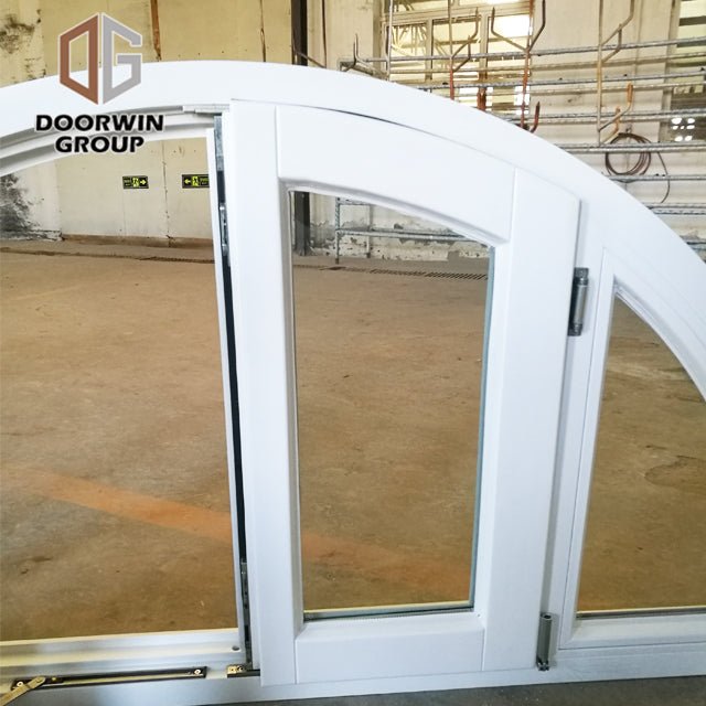 white stain finish color arched French push out window - Doorwin Group Windows & Doors