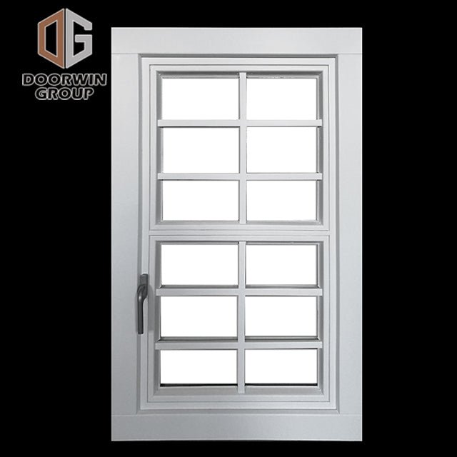 White stain finish color casement window with decorative grille - Doorwin Group Windows & Doors