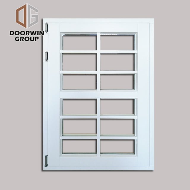 White stain finish color casement window with decorative grille - Doorwin Group Windows & Doors