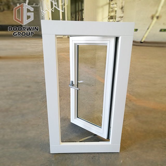 White stain finish color casement window with decorative grille - Doorwin Group Windows & Doors