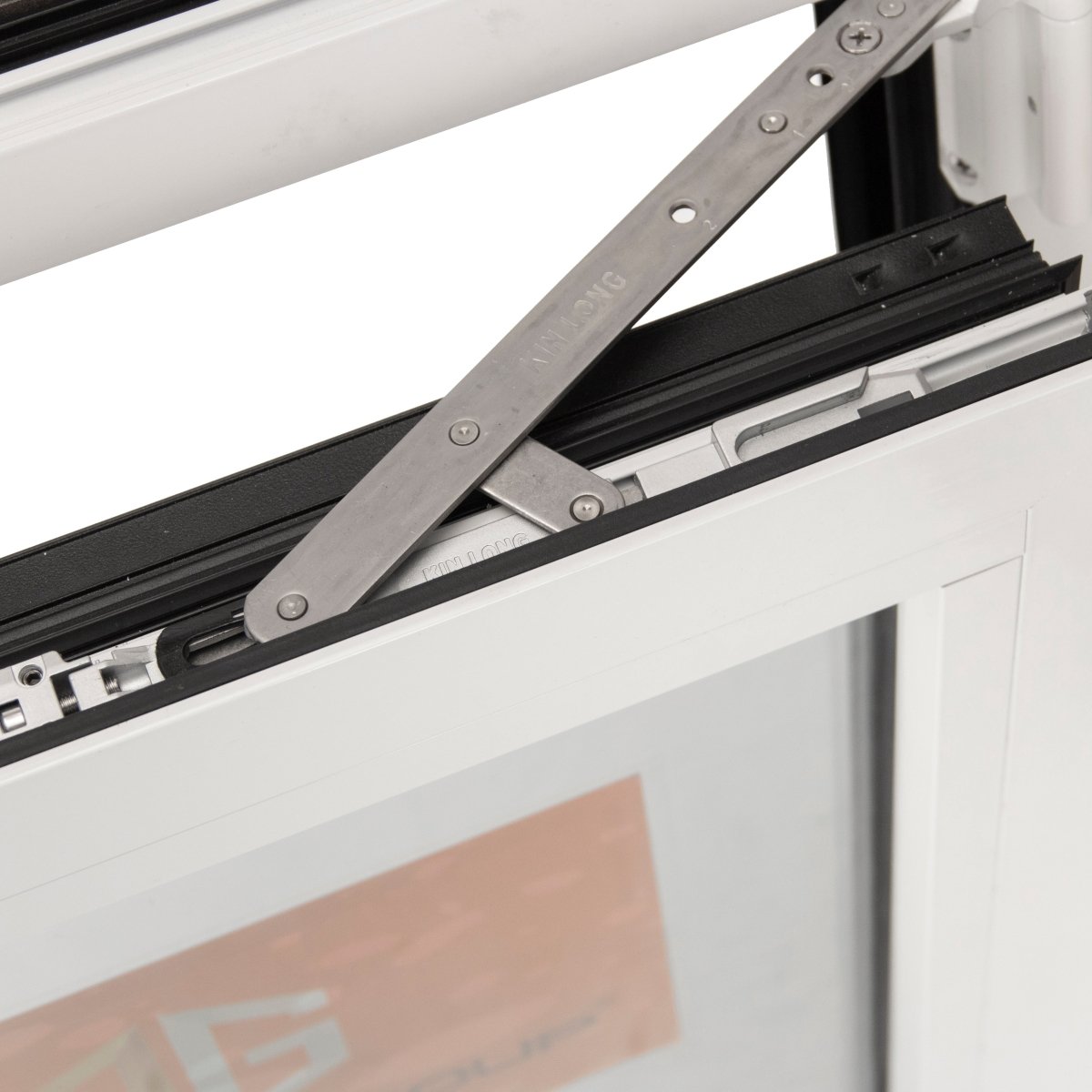 WHITE(interior) BLACK(exterior) THERMAL BREAK ALUMINUM  TILT TURN WINDOW with fixed mosquito net — product image 6