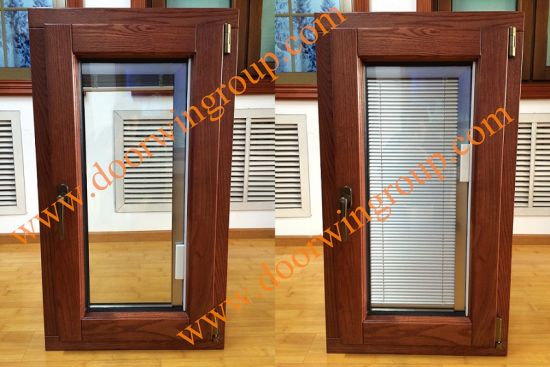 Wood Aluminum Window with Internal Shutters, Aluminium Windows with Solid Wood Cladding (Built-In Shutter) - China Aluminium Window, Wood Window — product image 0