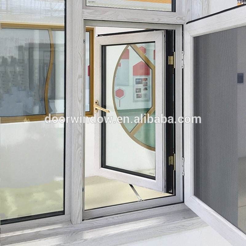 Wood grain Out swing Thermal Break Aluminum 24 x 48 casement window with Security Screen by Doorwin - Doorwin Group Windows & Doors