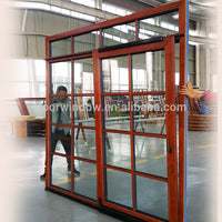 Wooden color aluminum sliding doors aluminium door wood grain finish by Doorwin on Alibaba — thumbnail 6