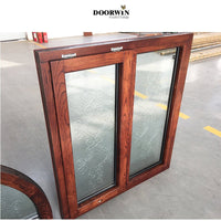 Wooden house aluminium awning window Modern design aluminum wood color profile awning window — thumbnail 3